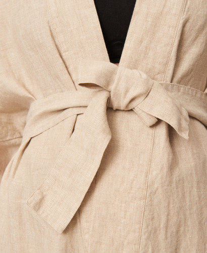 Linen Pregnancy Beige Kimono