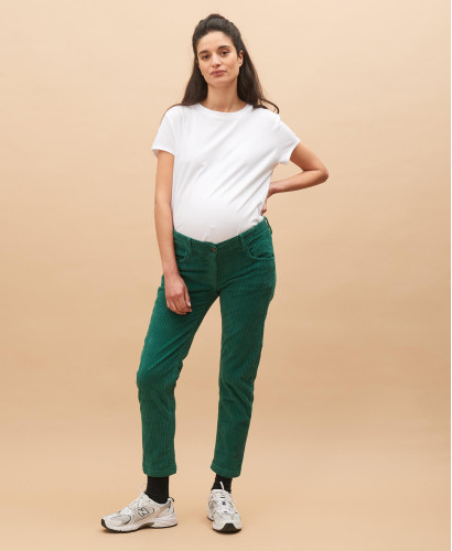 Green Corduroy Cotton Maternity Pants