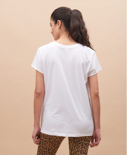 T-Shirt Schwangerschaft Kurzarm Bio Baumwolle Weiß