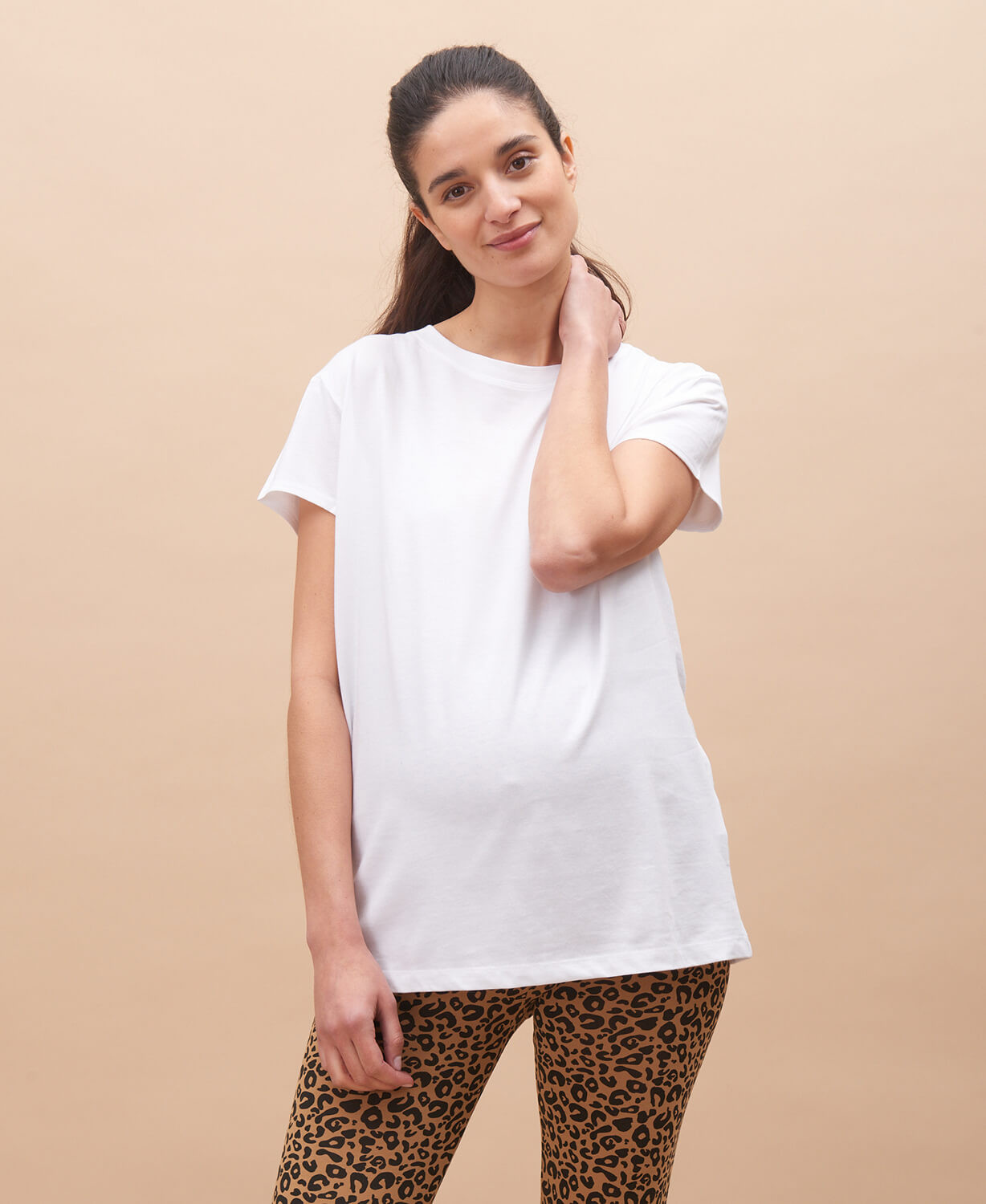 T-Shirt Schwangerschaft Kurzarm Bio Baumwolle Weiß