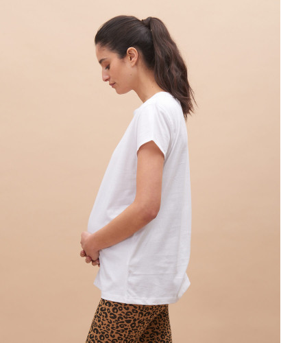 organic cotton short sleeves white pregnancy t-shirt