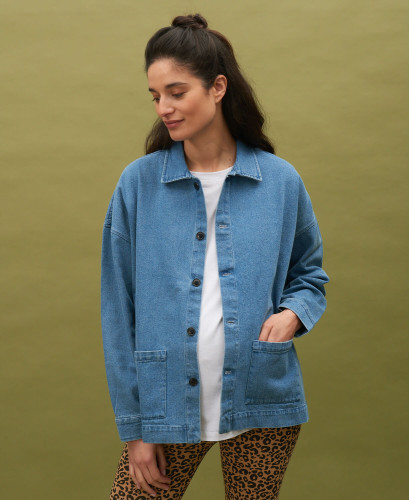 Corduroy Pregnancy Jacket Mai l Sustainable maternity jackets -  Blue 