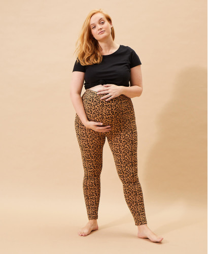 Schwangerschaftsleggings mit Leopardenmuster aus Bio-Baumwolle