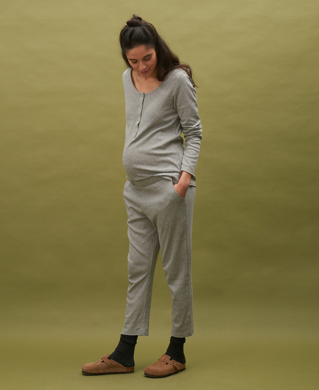 Pyjama Marlowe Pointelle Bio Baumwolle Grau