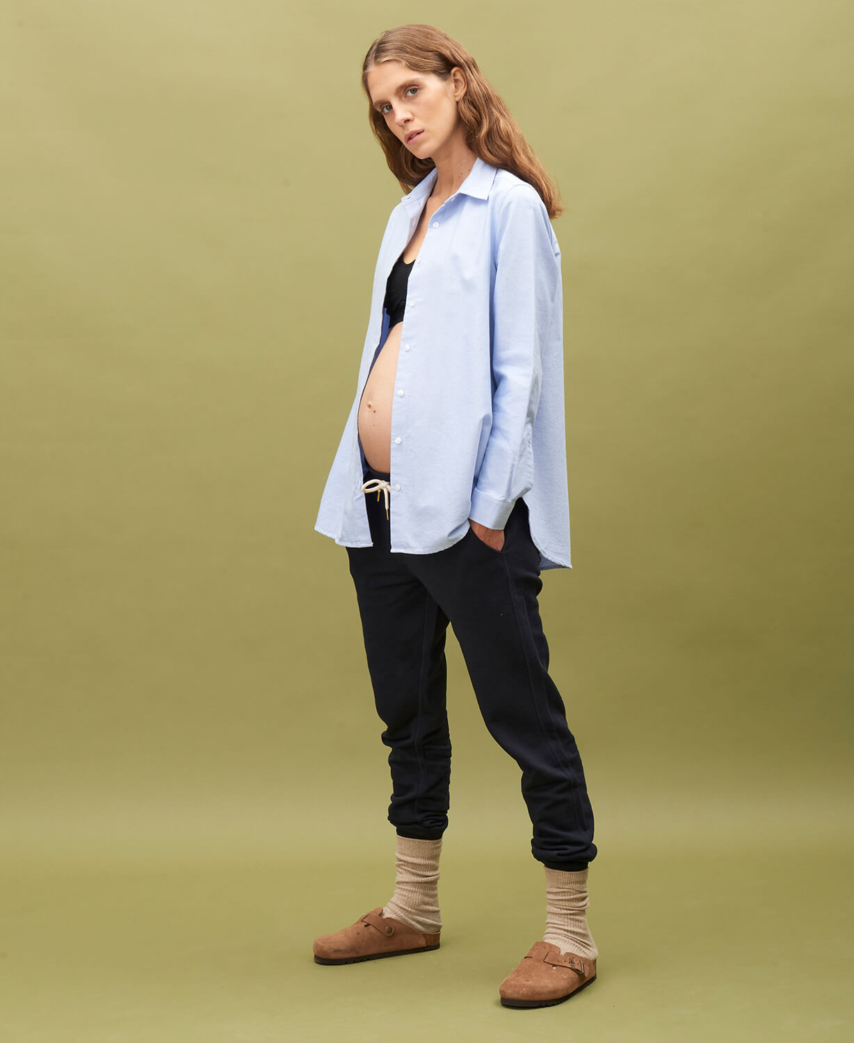 Justine Blue Cotton Pregnancy Shirt