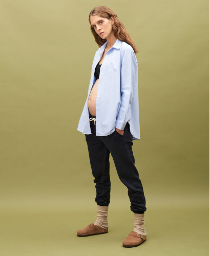 Hemd Schwangerschaft & Stillzeit Stilvoll l Mode Mutterschaft Cool & Trendy -  Blau 