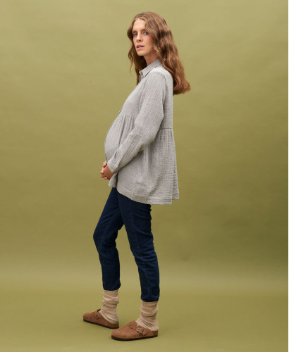 Anita Grey Organic Cotton Gauze Pregnancy Shirt