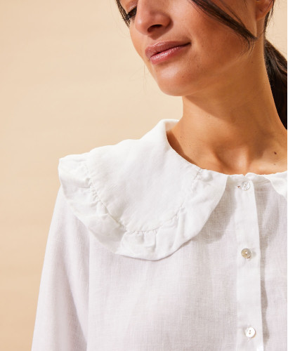 Tulsa Gingham Linen Pregnancy Shirt l Fancy & Elegant Nursing Tops -  White 