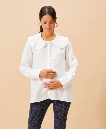 Tulsa Linen Pregnancy White Shirt