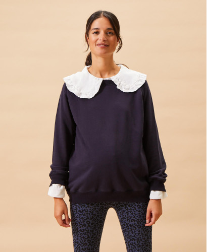 Schwangerschafts-Sweatshirt aus Baumwolle Marine Frida