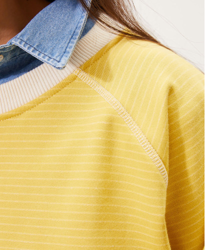 Elegant Cotton Maternity Sweatshirt l Feminine Pregnancy Sweatshirts -  Yellow 