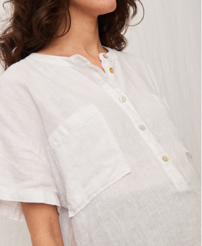 Chemise de grossesse en lin blanc Georgia