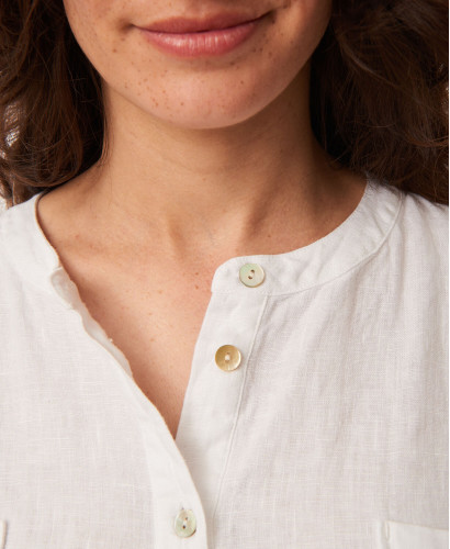 Georgia White Linen Pregnancy Shirt
