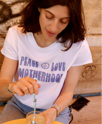T-shirt à message - peace love motherhood