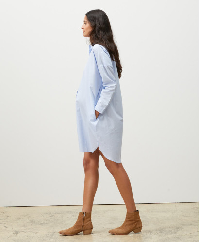 Colette Cotton Blue Pregnancy Shirt Dress
