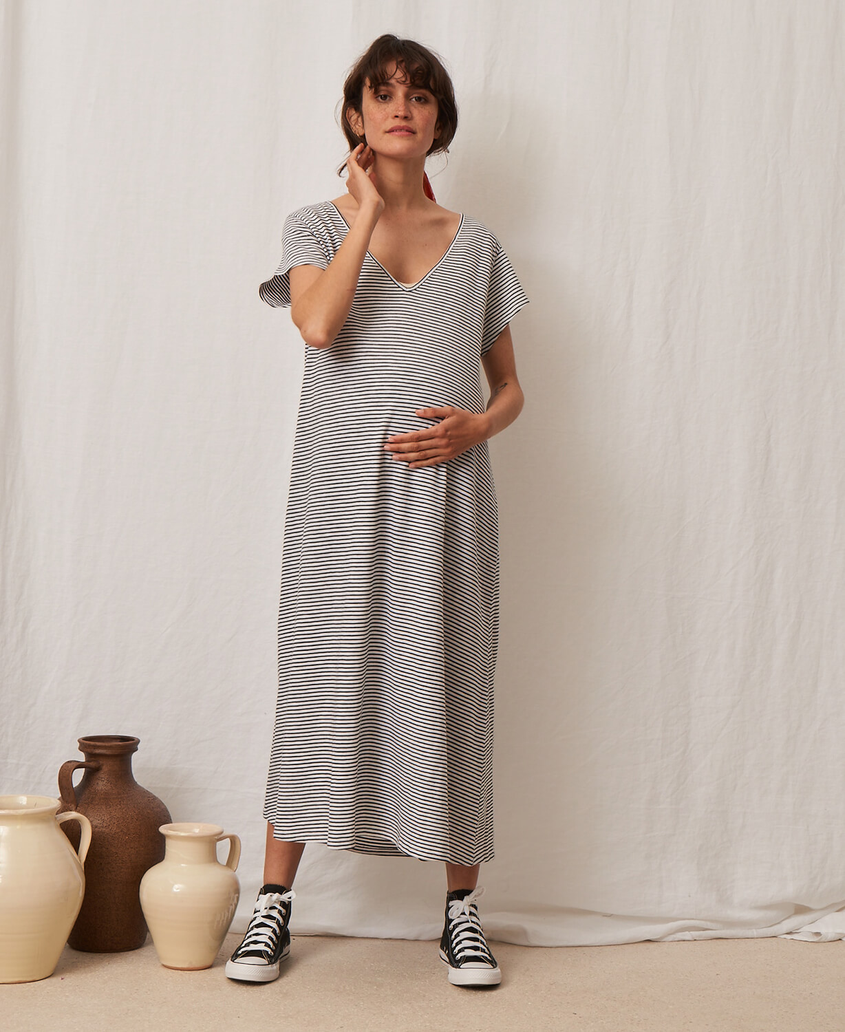 Kleid Schwangerschaft gestreift Baumwolle Michèle