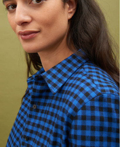 Justine Blue Pregnancy Shirt l Sustainable Fancy Nursing Tops & Shirts -  Gingham 