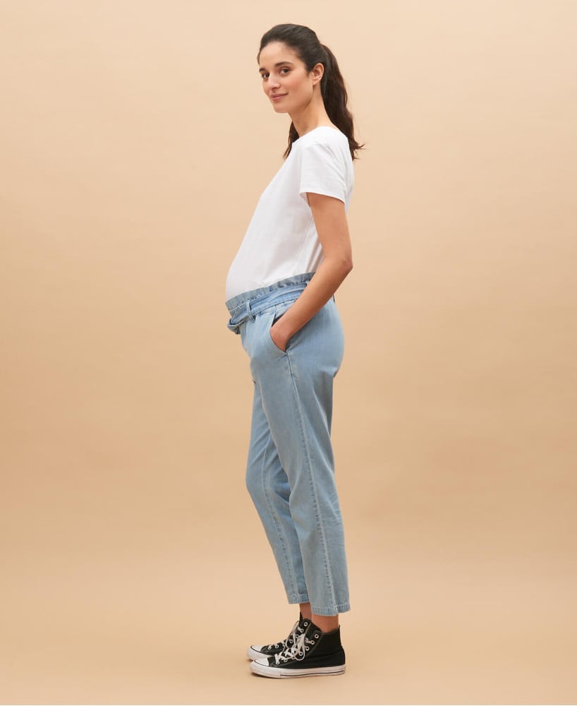 Pantalon De Grossesse Femme été - Taille Haute élastique, Confortable Et Ample En Mélange Coton