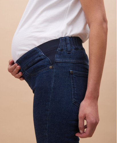 Schwangerschaftjeans Slim Flare Grau| Ethische Hosen & Strümpfe Schwangerschaft -  Blau Hanf 