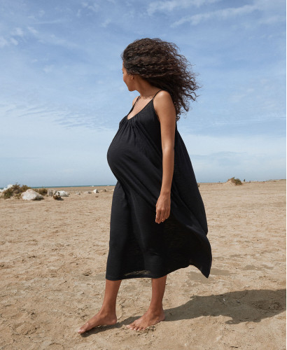 janis black cotton pregnancy dress
