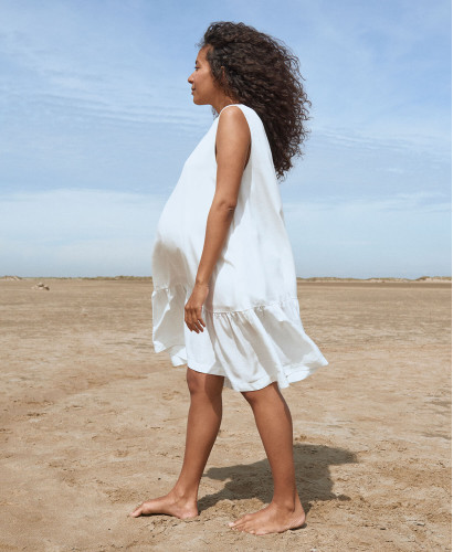 Aurore White Tencel Maternity Dress l Chic and Eco-responsible Fashion