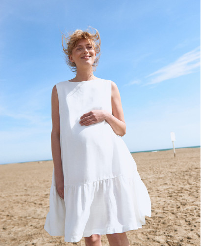 Aurore White Tencel Maternity Dress l Chic and Eco-responsible Fashion