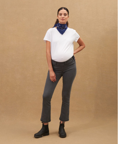 Hemp Blue Pregnancy Slim Jeans | Eco-responsible Maternity Pants & Jeans -  Gray 