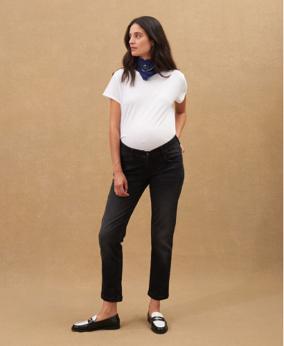 Ecru Straight Pregnancy Jeans| Comfortable & Stylish Maternity Jeans -  Black 