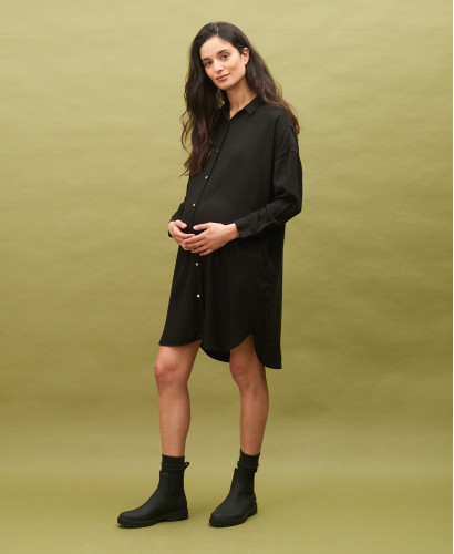 Colette black tencel pregnancy shirt dress | Eco-responsible maternity dresses