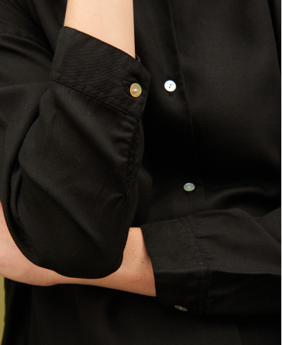 Colette black tencel pregnancy shirt dress | Eco-responsible maternity dresses
