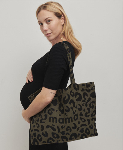 Rosa und orange karierte Einkaufstasche aus recycelten Fasern | Nachhaltige Modeaccessoires -  Leopard 
