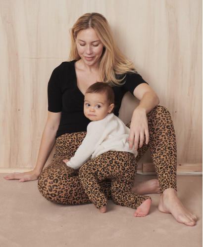 legging enfant leopard camel coton bio