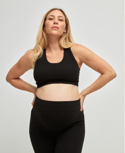 Organic Cotton Rib Seamless Pregnancy Black Bra