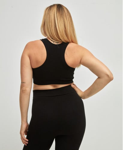 Brassière Grossesse Sans Couture Côtelé Coton Bio Noir