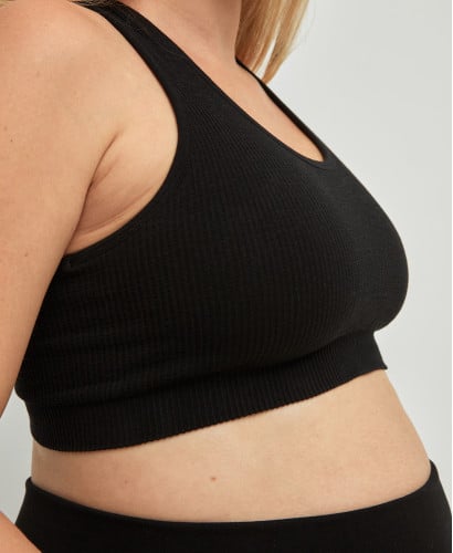 Brassière Grossesse Sans Couture Côtelé Coton Bio Noir