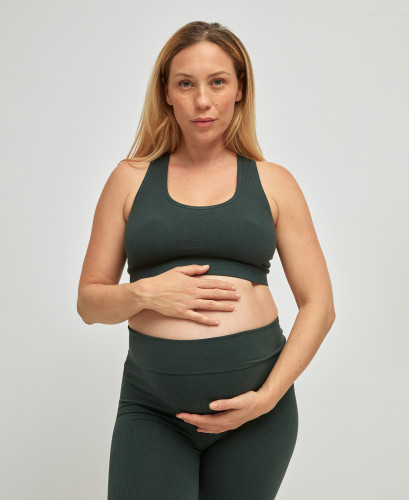 Organic Cotton Rib Seamless Pregnancy Green Bra