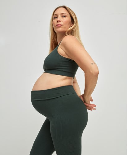 Brassière Sans Couture Côtelée Coton Bio Vert