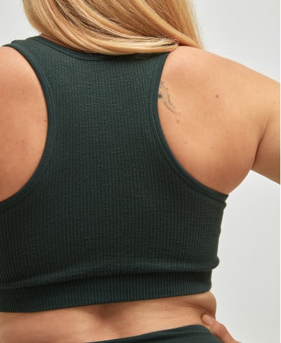 Brassière Sans Couture Côtelée Coton Bio Vert