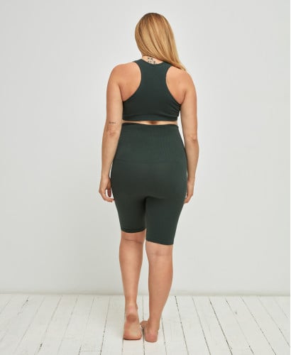 Biker Short Grossesse Sans Couture Côtelé Coton Bio Vert