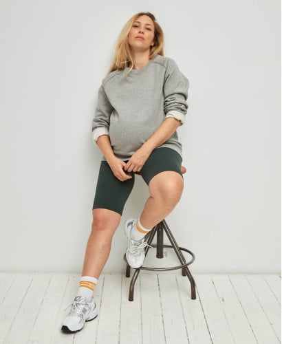 Biker Short Grossesse Sans Couture Côtelé Coton Bio Vert