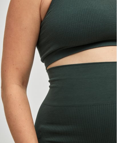 Nahtlose Schwangerschaft-Leggings gerippte Bio-Baumwolle grün