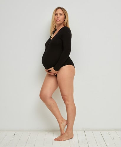 Bamboo Seamless Pregnancy Black Bodysuit