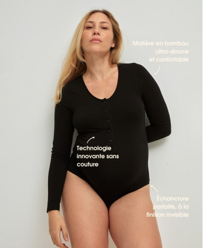 Body Grossesse Sans Couture Bambou Noir