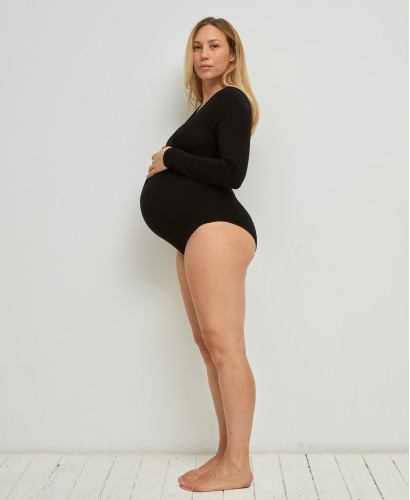Nahtlose Schwangerschaft Body Bambus Schwarz