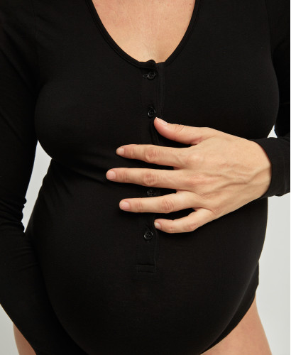 Nahtlose Schwangerschaft Body Bambus Schwarz