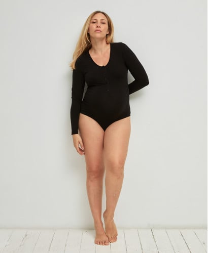 Bamboo Seamless Pregnancy Black Bodysuit