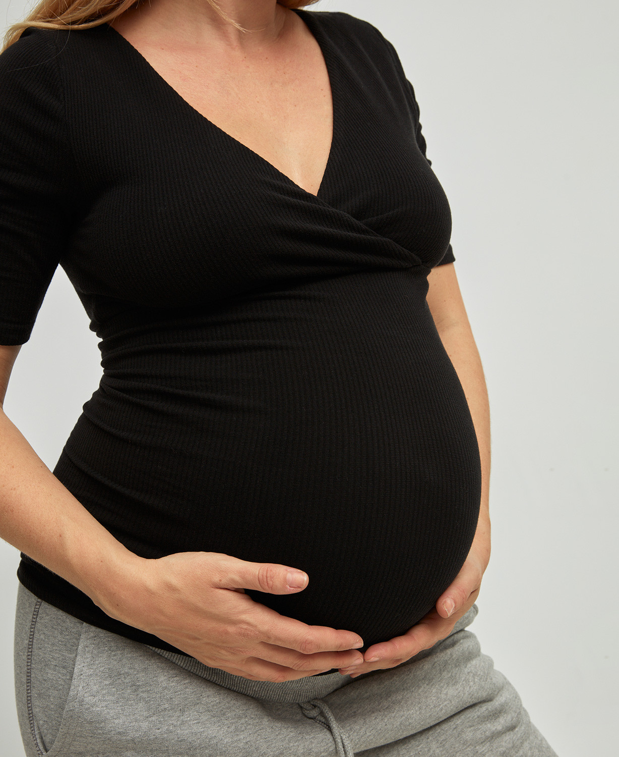 Wickelbluse Schwangerschaft & Stillen Nahtlose Gerippte Bio-baumwolle