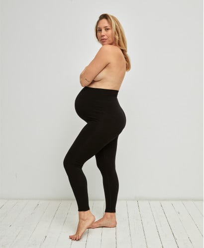 Legging Maternité Seamless Côtelée Coton Bio l Bas & Leggings Grossesse -  Bambou Noir 