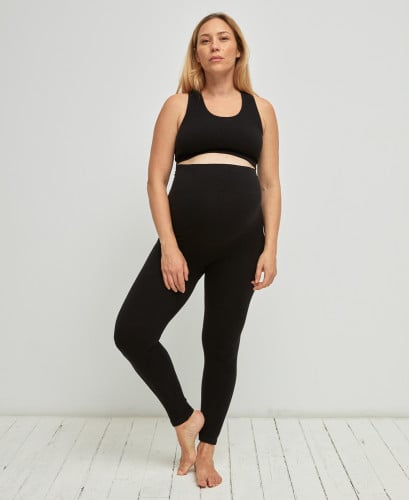 Nahtlose Gerippte Umstandsleggings Bio Baumwolle schwarz