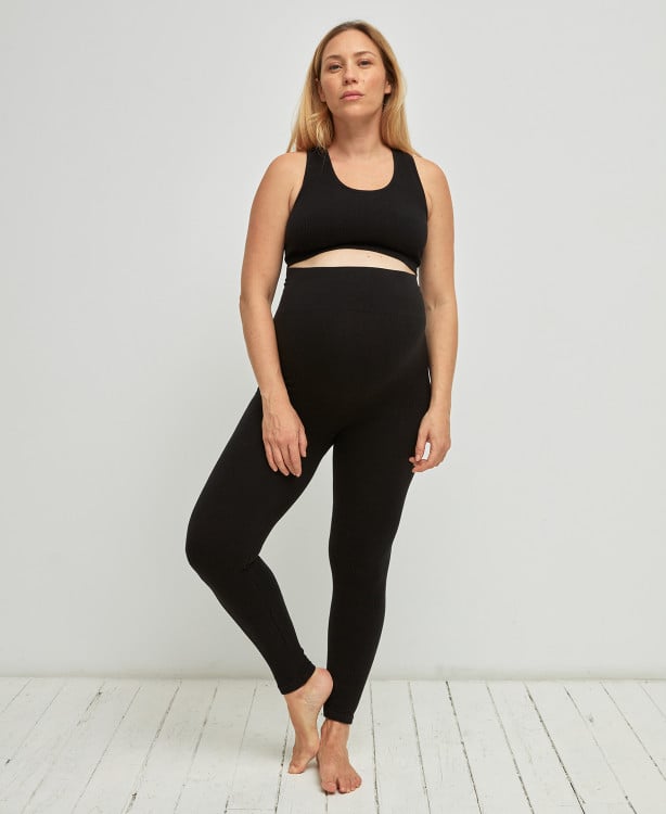 Organic Cotton Rib Seamless Pregnancy Leggings